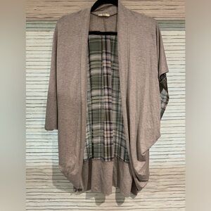 Plaid cocoon cardigan 3/4 sleeve